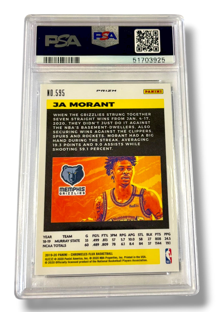 2019 Panini Chronicles Flux Silver Holo #595 Ja Morant Rookie RC PSA 10 - 51703925