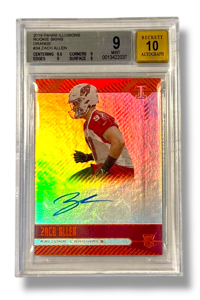 2019 Panini Illusions Orange #34 Rookie Signs Zach Allen BGS 9 Auto 10 - 0013422037