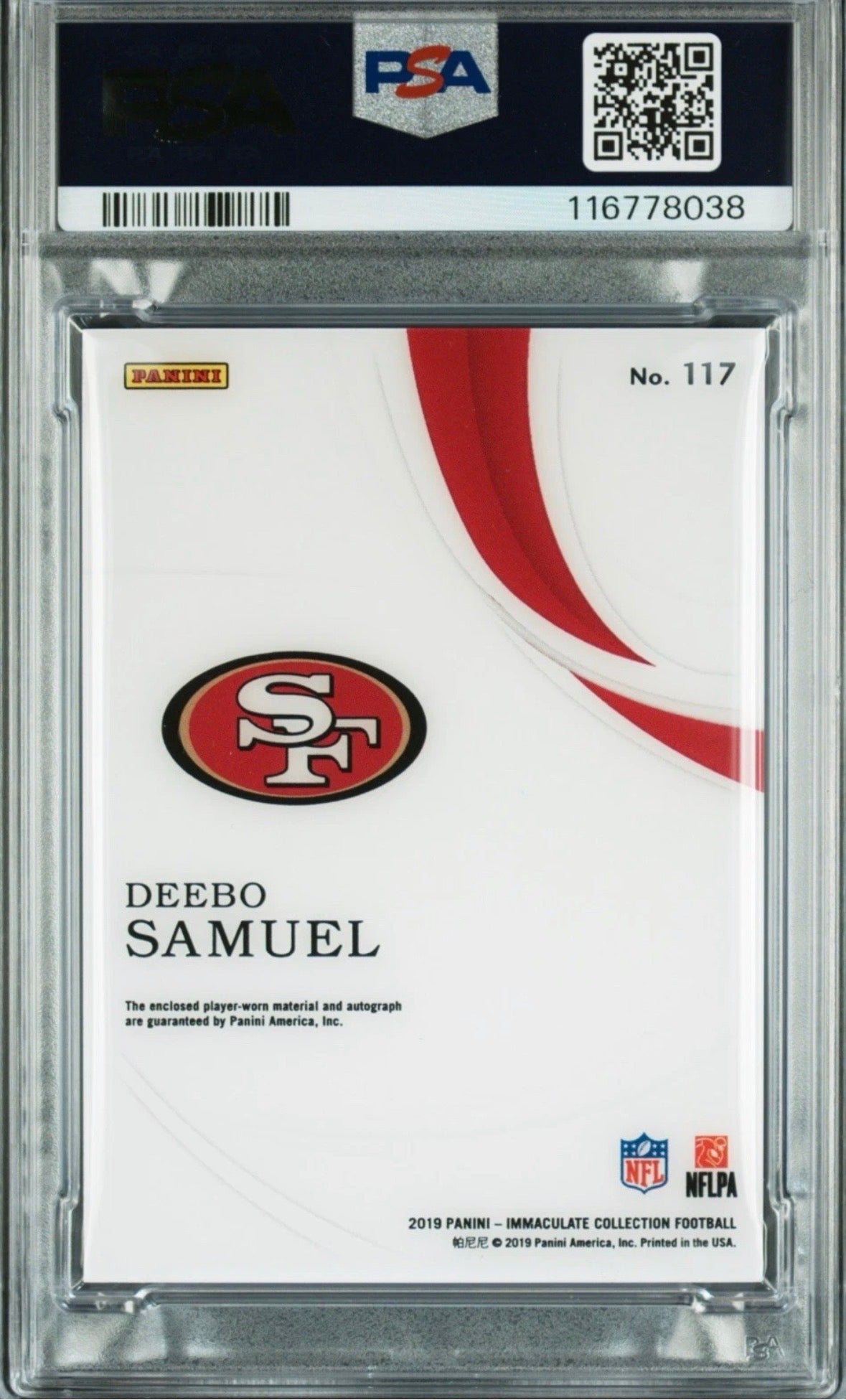 2019 Panini Immaculate RC RPA /99 Deebo Samuel PSA Auth Auto 9 Pop 3! - 116778038