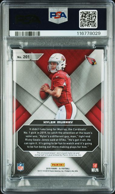 2019 Panini XR RC Triple Swatch /15 Color Match Kyler Murray Auth Auto PSA 10 Pop 2! - 116778029