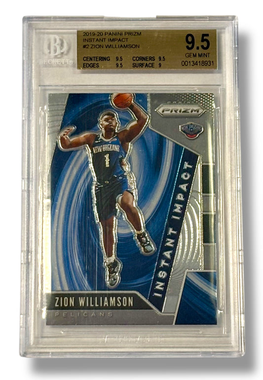 2019 Prizm Instant Impact Rookie RC #2 Zion Williamson BGS 9.5 - 0013418931