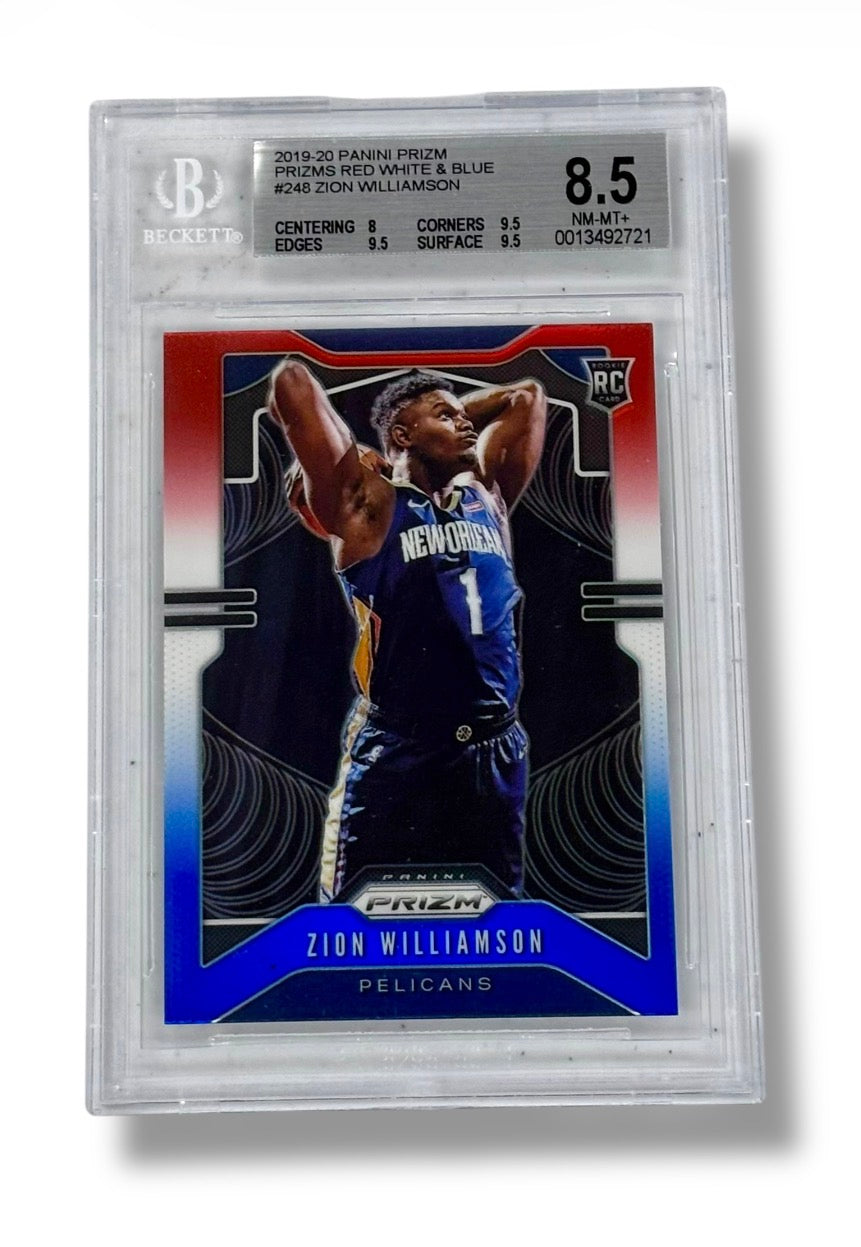 2019 Prizm Red White Blue #248 Zion Williamson Rookie RC BGS 8.5 - 0013492721