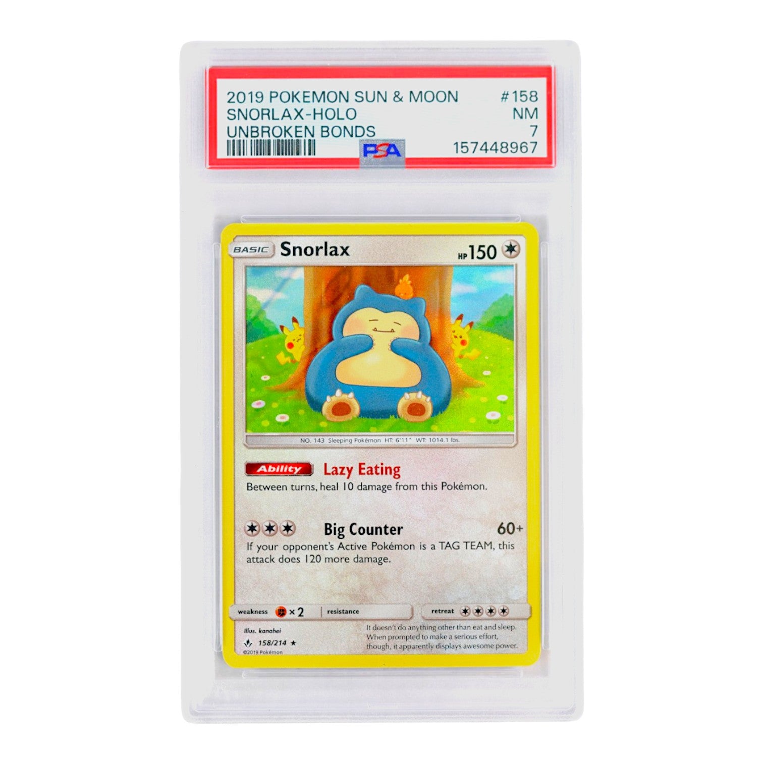 2019 Snorlax-Holo #158 PSA 7