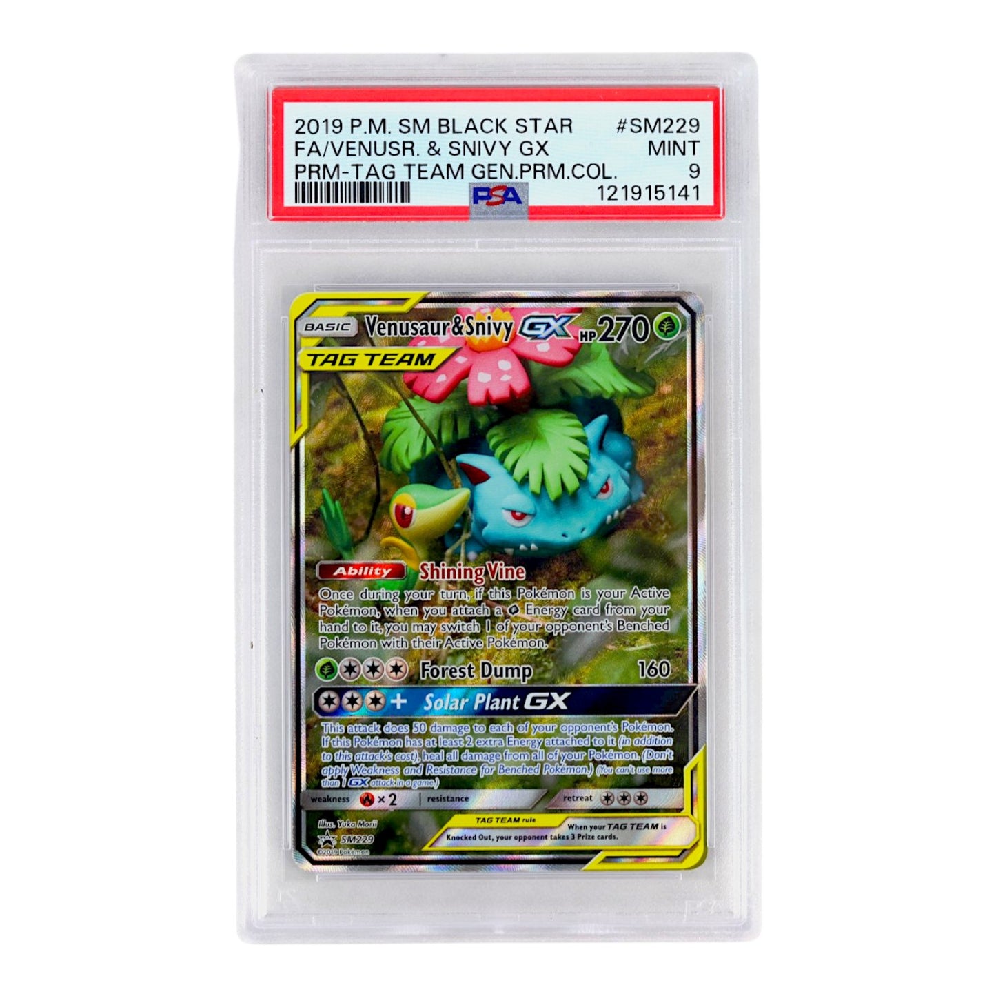 2019 Venusaur & Snivy GX #SM229 PSA 9