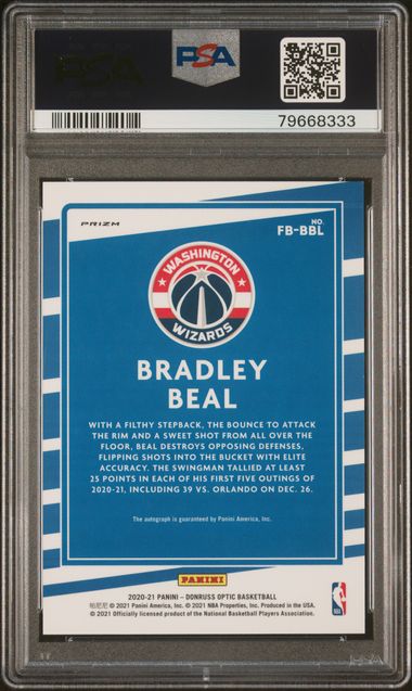 2020 Donruss Optic Fast Break Signatures Bradley Beal Auth Auto PSA 9 Pop 1! - 79668333