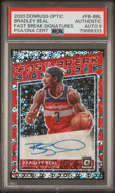 2020 Donruss Optic Fast Break Signatures Bradley Beal Auth Auto PSA 9 Pop 1! - 79668333