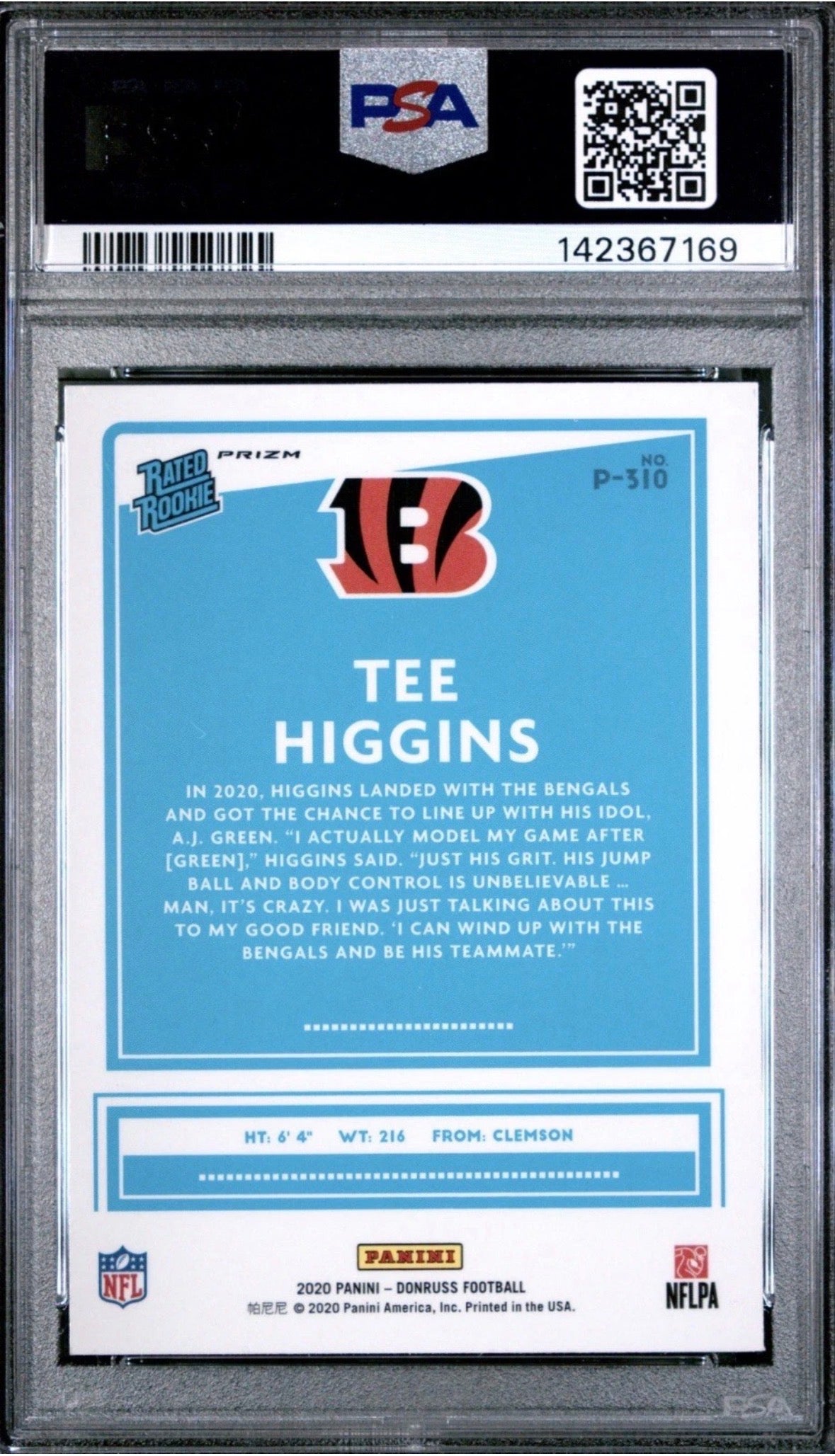 2020 Donruss Optic Preview Red Green Tee Higgins RR RC PSA 9 Pop 21! - 142367169