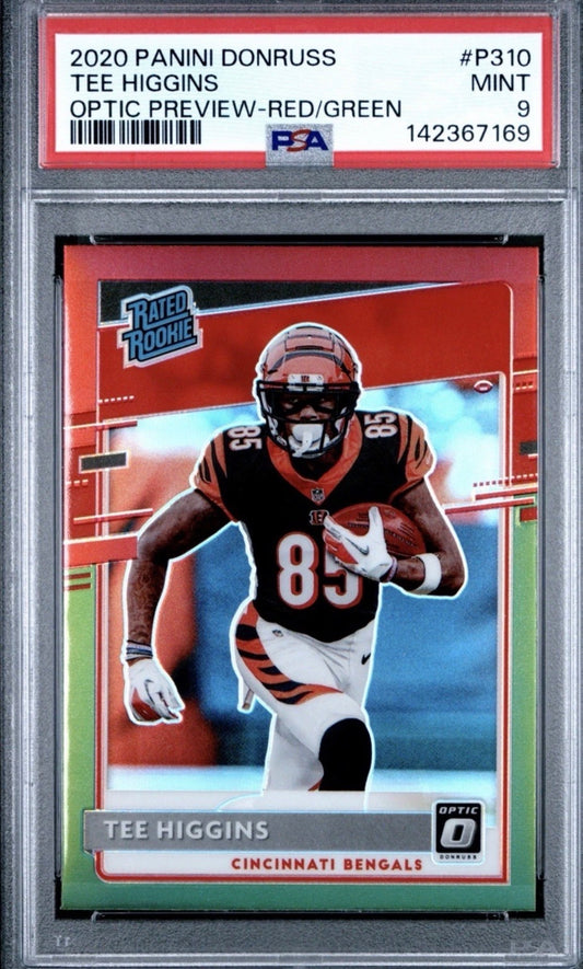 2020 Donruss Optic Preview Red Green Tee Higgins RR RC PSA 9 Pop 21! - 142367169