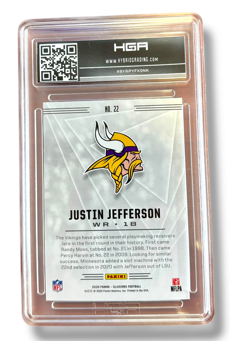 2020 Illusions #22 Justin Jefferson Holo Rookie RC HGA 9.5 Gem Mint - 8YRPYFX5NK