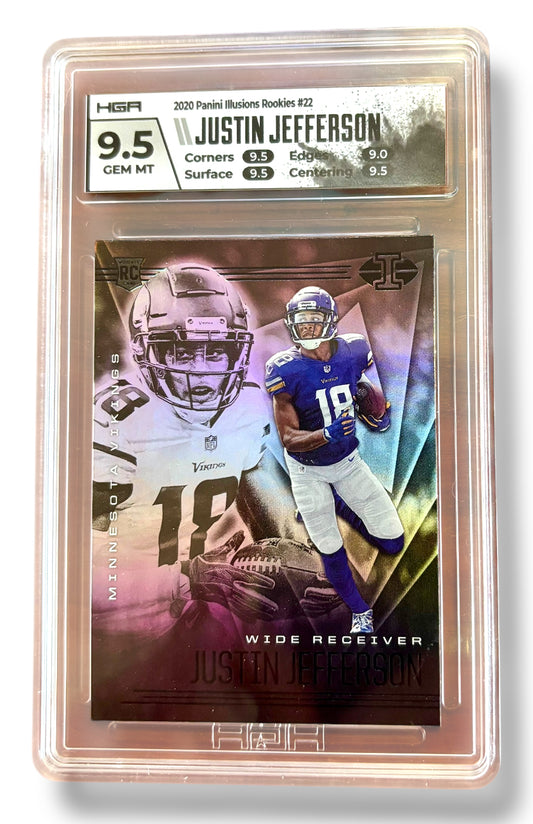 2020 Illusions #22 Justin Jefferson Holo Rookie RC HGA 9.5 Gem Mint - 8YRPYFX5NK