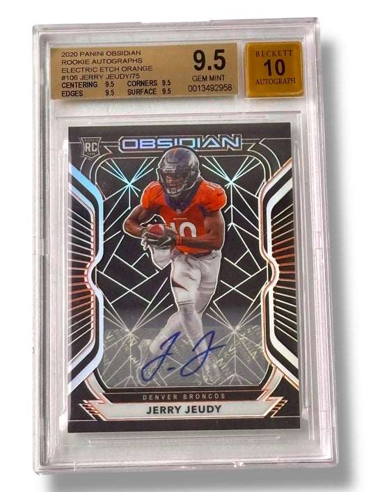 2020 Obsidian Rookie Electric Etch Orange /75 Jerry Jeudy BGS 9.5 Auto 10 - 0013492958
