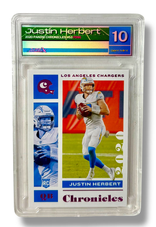 2020 Panini Chronicles Pink Justin Herbert RC Rookie Puregradedx 10