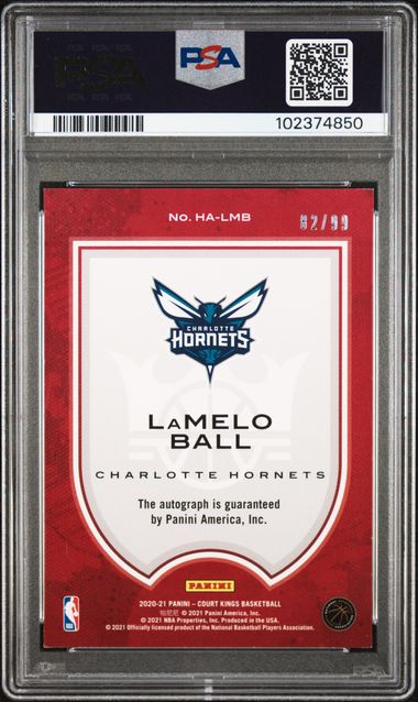 2020 Panini Court Kings /99 Heir Apparent RC LaMelo Ball Auth Auto PSA 10 Pop 2! - 102374850