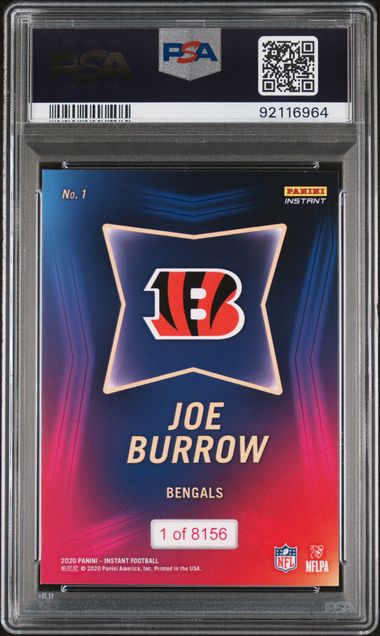 2020 Panini Instant Draft Night /8156 RC Rookie Joe Burrow PSA 9 - 92116964