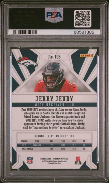 2020 Panini Phoenix Color Burst Jerry Jeudy RC Rookie PSA 10 Pop 4! - 80591385