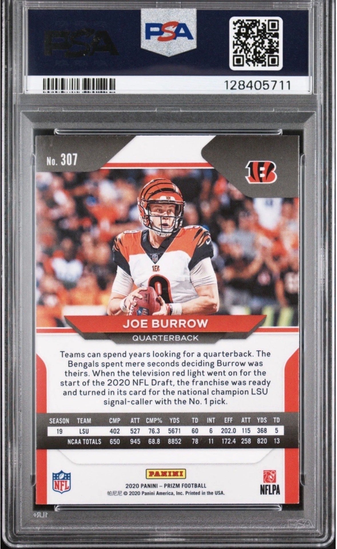 2020 Prizm #307 Joe Burrow Rookie RC PSA 7 - 128405711