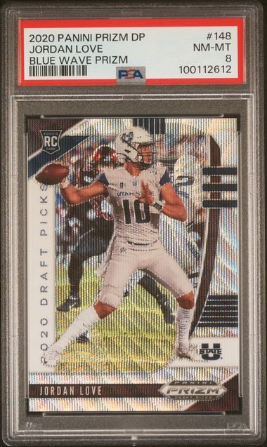 2020 Prizm Draft Picks Blue Wave Prizm /299 #148 PSA 8 - 100112612