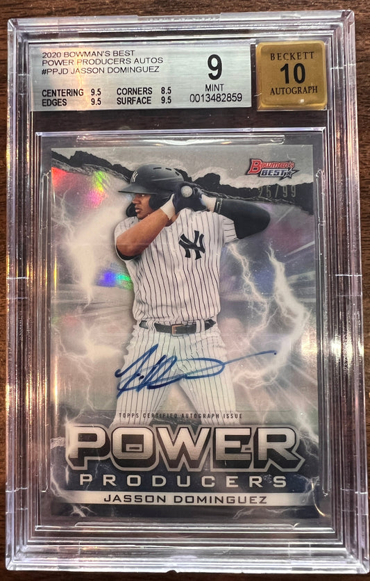 2020 Topps Bowman's Best Jasson Dominguez Power Producers 25/99 BGS 9 AUTO 10