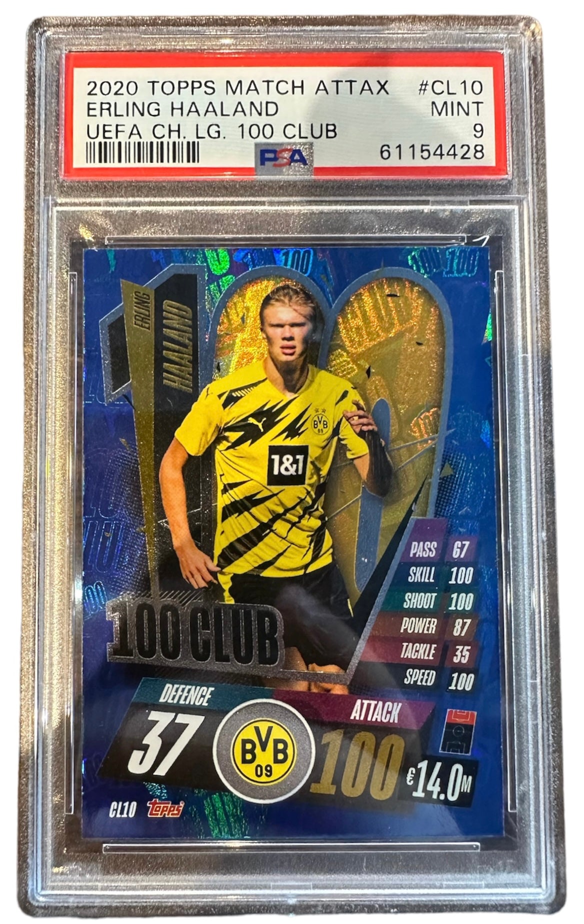 2020 Topps Match Attax Erling Haaland 100 Club PSA 9 #CL10