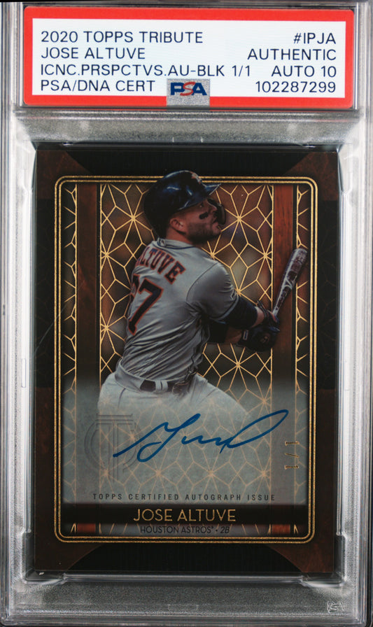 2020 Topps Tribute Iconic Perspectives Black 1/1 Jose Altuve Auth. Auto PSA 10