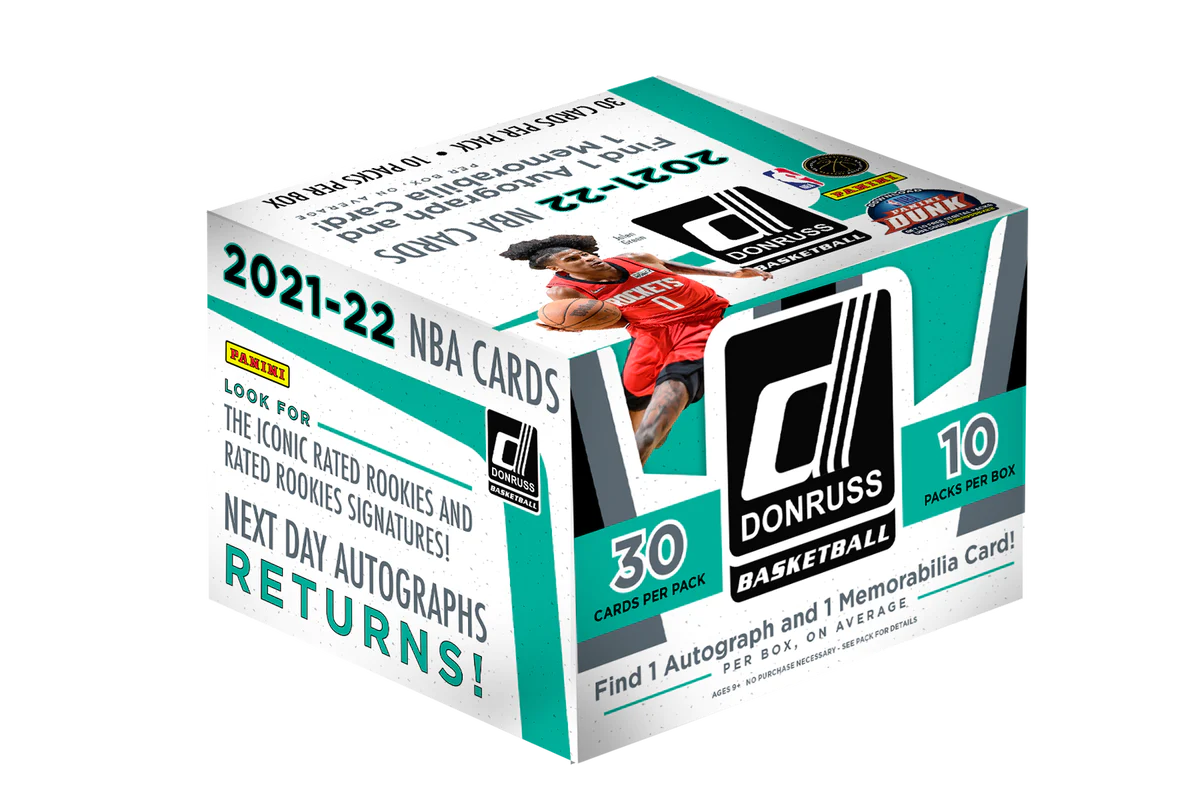 2021-22 Panini Donruss Basketball Hobby Box 10 Pack 30 Cards Per Pack 1 Auto And 1 Memorabilia Per Box