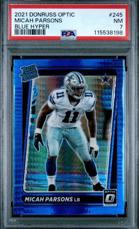 2021 Donruss Optic Blue Hyper Rookie RC Micah Parsons Pop 4 PSA 7 - 115538198