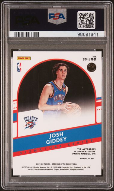 2021 Donruss Optic Signature Series Holo Rookie Josh Giddey Authentic Auto PSA 10 - 98691841