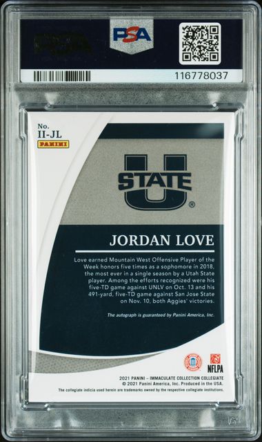 2021 Immaculate Collegiate RC /99 Jordan Love Auth Auto PSA 10 Pop 1! - 116778037