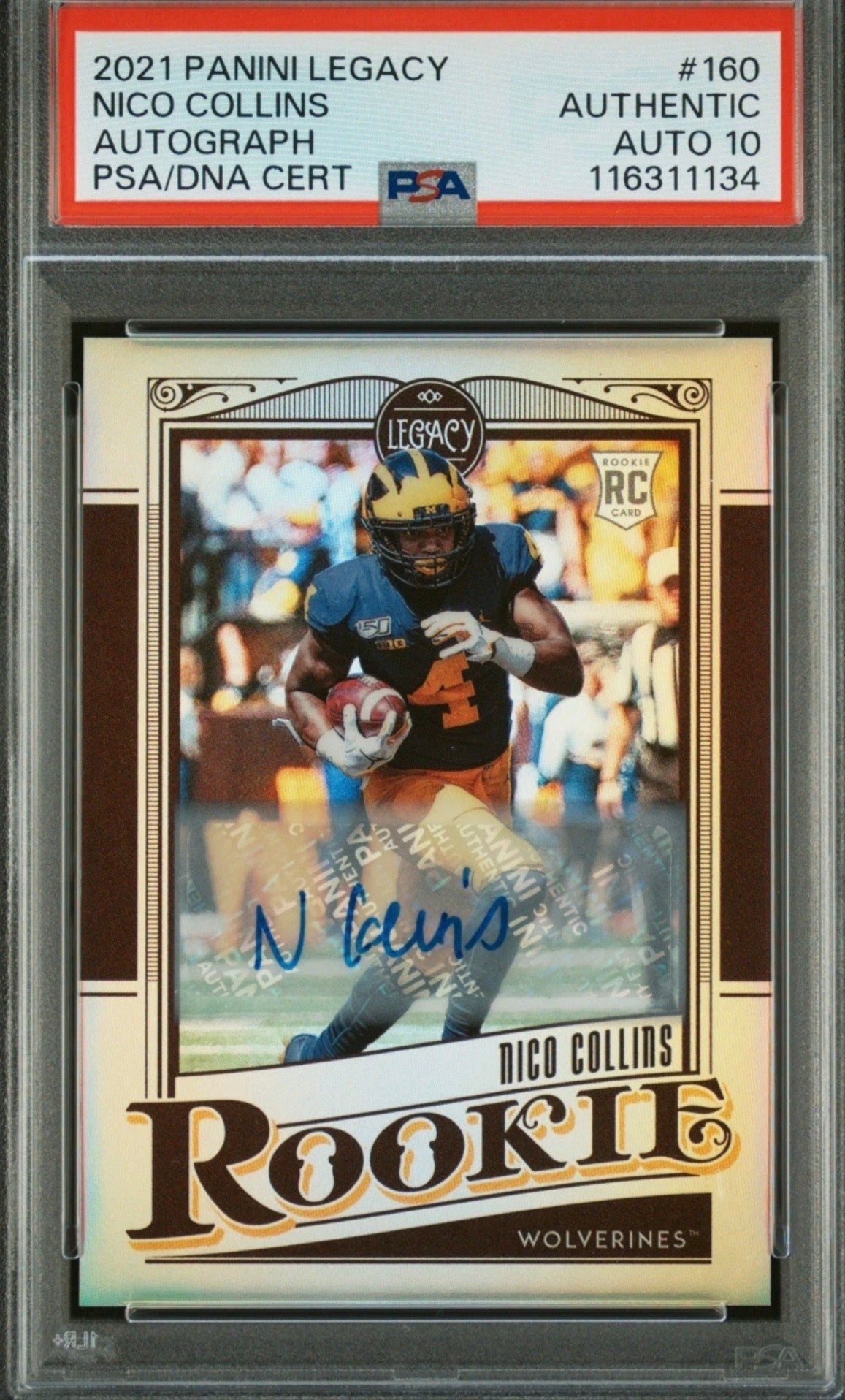 2021 Legacy Silver Holo Rookie Nico Collins PSA Auth Auto 10 Pop 1! - 116311134