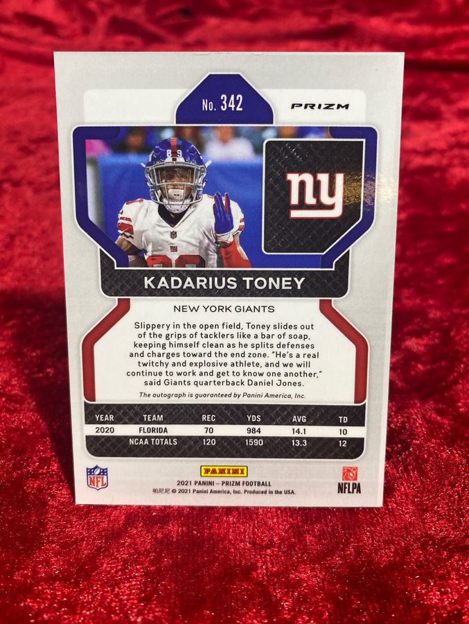 2021 Panini Prizm Kadarius Toney Rookie Autographs Prizms Pink #342