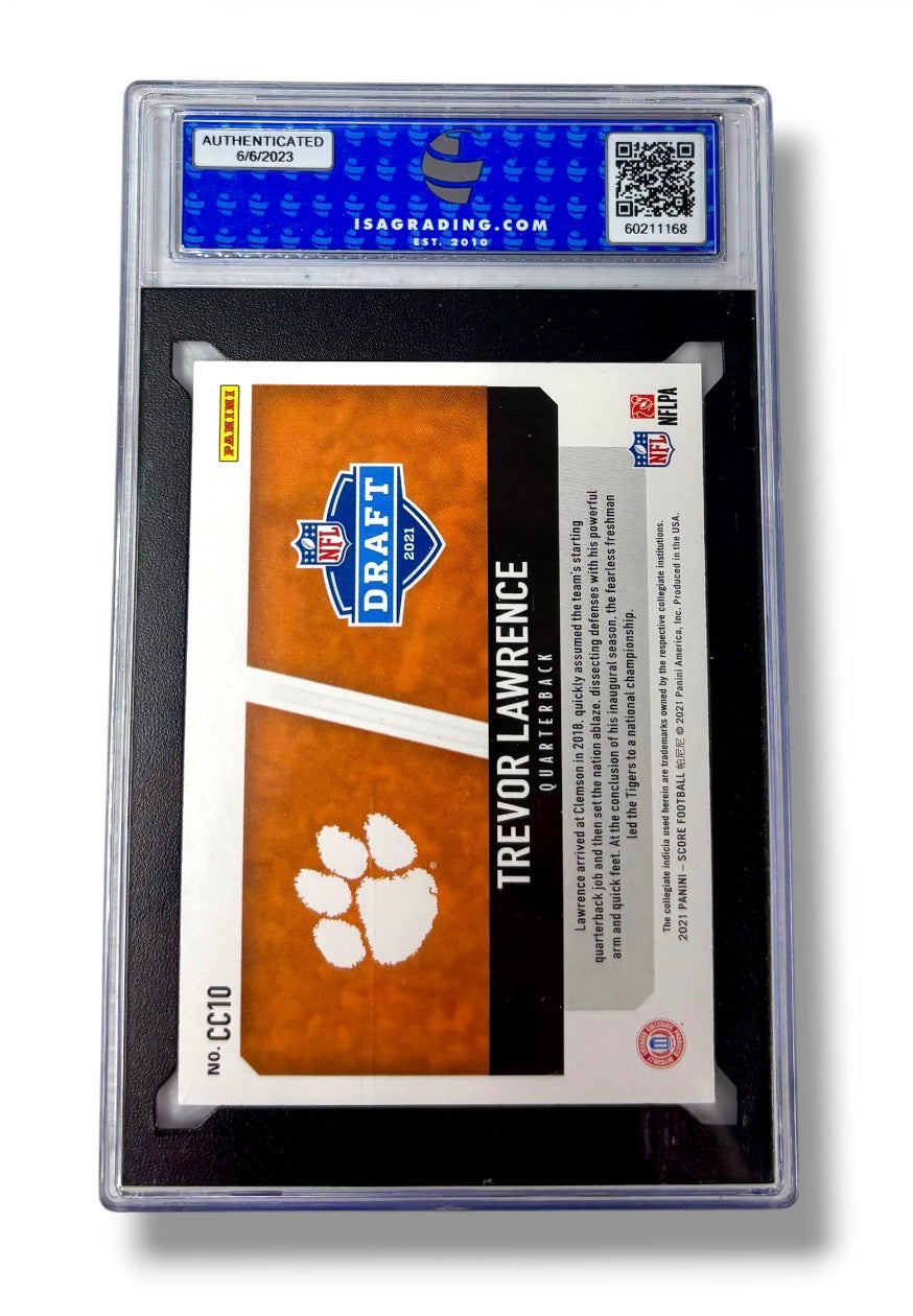 2021 Panini Score #CC10 Collegiate Champions Trevor Lawrence RC ISA 10 Gem MT - 60211168