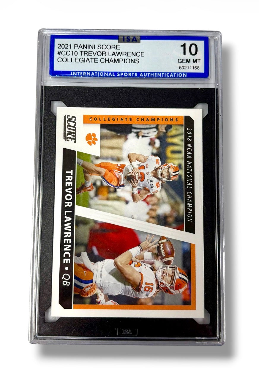2021 Panini Score #CC10 Collegiate Champions Trevor Lawrence RC ISA 10 Gem MT - 60211168