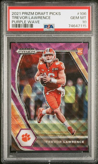 2021 Prizm Draft Picks Purple Wave Trevor Lawrence Rookie RC PSA 10 Pop 44! - 74647115