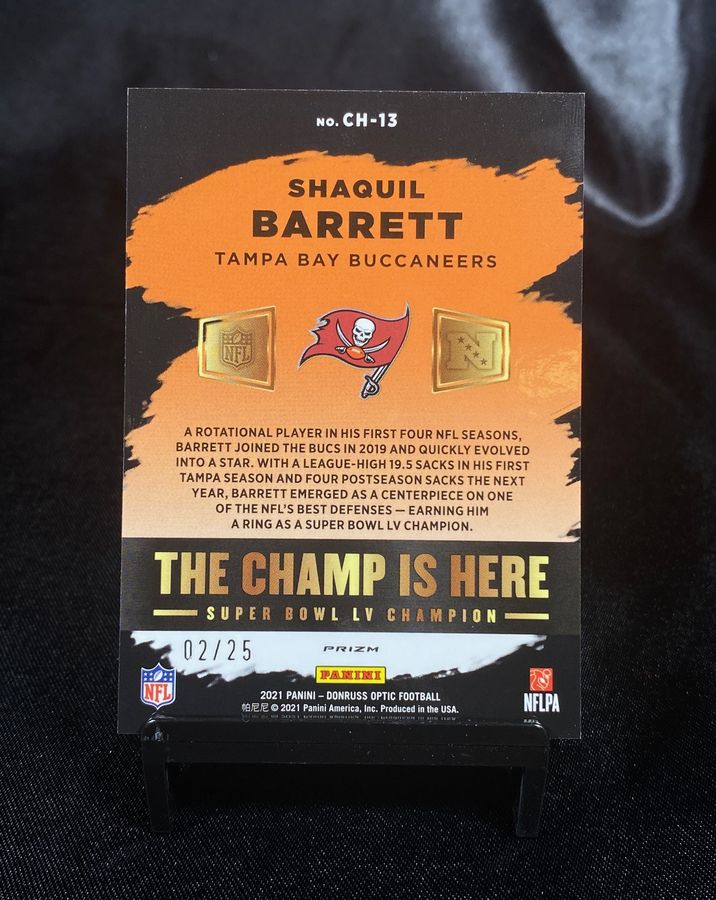 2021 Prizm Optic Shaquil Barrett The Champ Is Here Pandora card 2/25
