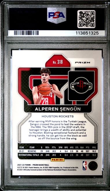 2021 Prizm Silver #318 Alperen Sengun Rookie RC PSA 8 - 113851325