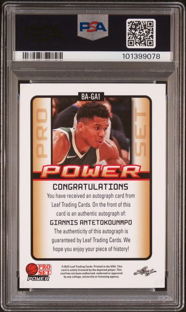 2021 Pro Set Power Platinum Giannis Antetokounmpo /99 Auth Auto PSA 10 - 101399078