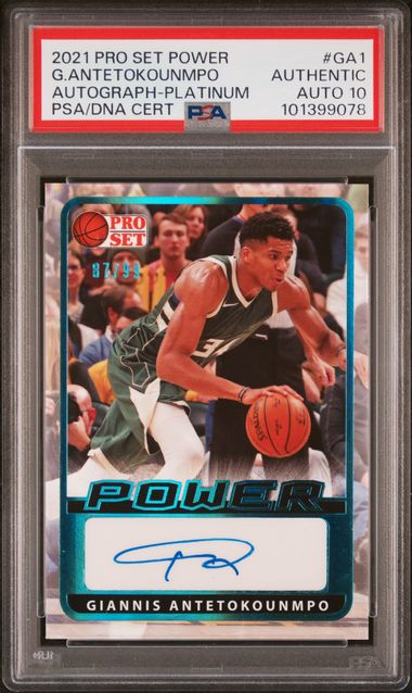 2021 Pro Set Power Platinum Giannis Antetokounmpo /99 Auth Auto PSA 10 - 101399078