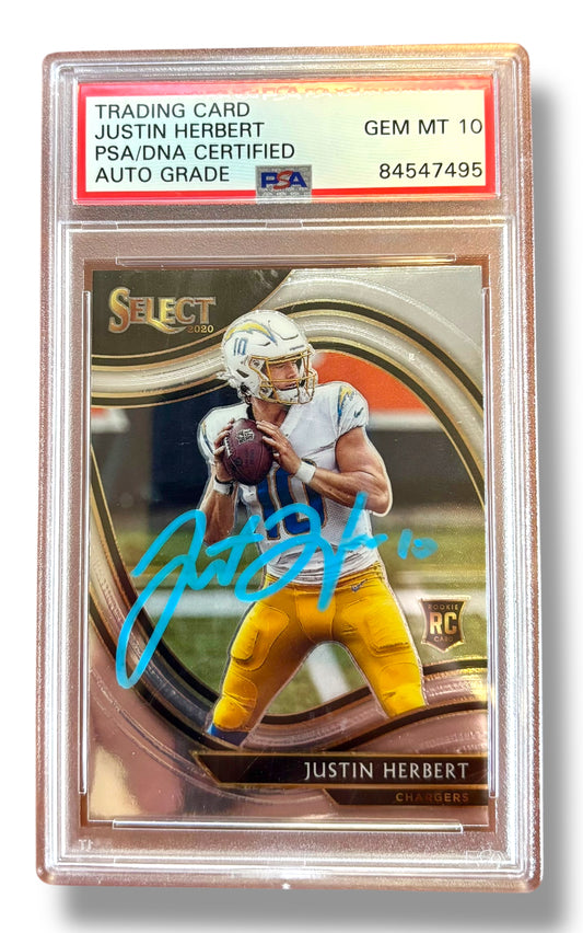 2021 Select Field Level Blue Ink Auto Justin Herbert Rookie RC PSA 10 - 84547495