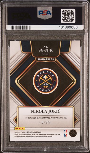 2021 Select Neon Green /99 Prizm Nikola Jokic Auth Auto PSA 8 Pop 1! - 101399086