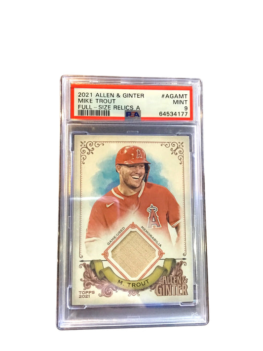 2021 Topps Allen & Ginter Mike Trout Full Size Bat Card A PSA 9