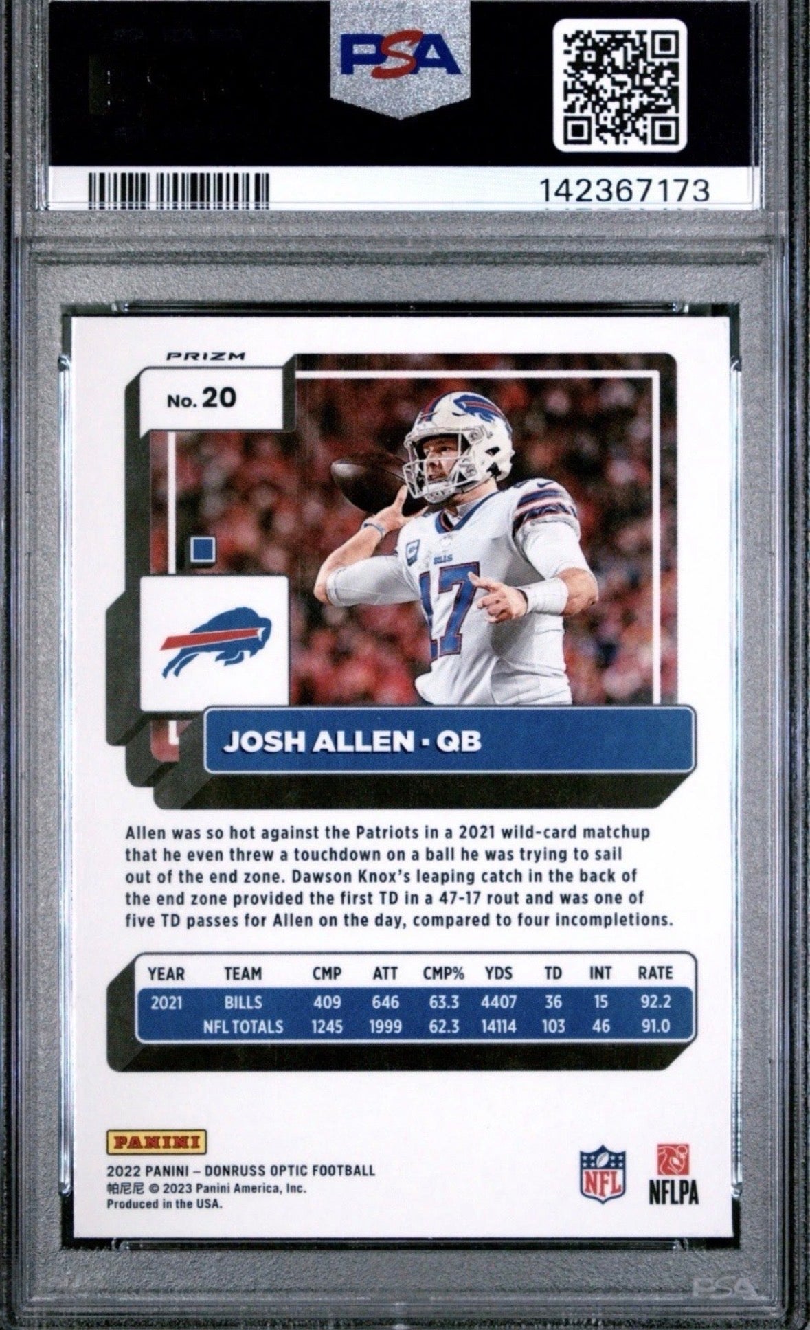 2022 Donruss Optic Holo Josh Allen PSA 8 Pop 1! - 142367173