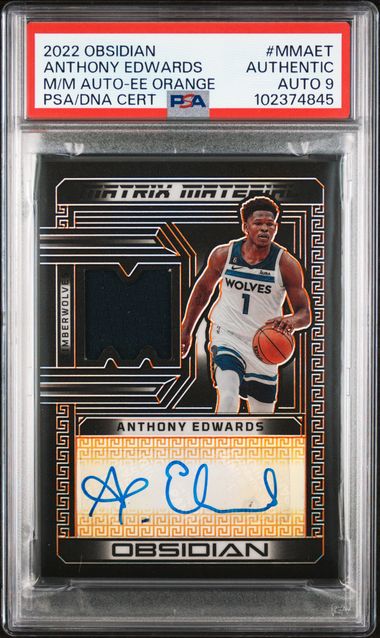 2022 Obsidian Orange Etch /35 Anthony Edwards Auth Auto PSA 9 - 102374845