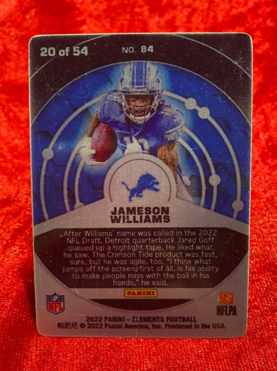 2022 Panini Elements Xenon Insert 20/54 Jameson Williiams Football Card Lions Rookie