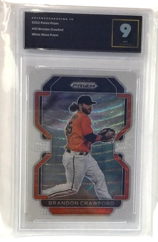 2022 Panini Prizm white Wave Brandon Crawford #83 Advanced Graded 9