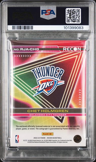 2022 Panini Recon Chet Holmgren 4 Color RPA /75 RC Auth Auto PSA 10 - 101399083