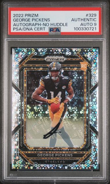 2022 Prizm No Huddle #329 George Pickens RC Rookie Auth Auto PSA 9 Pop 1! - 100330721