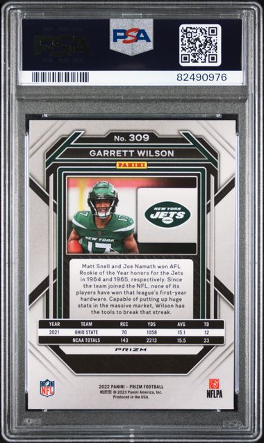 2022 Prizm Red White Blue Garrett Wilson RC Rookie PSA 7 POP 2! - 82490976