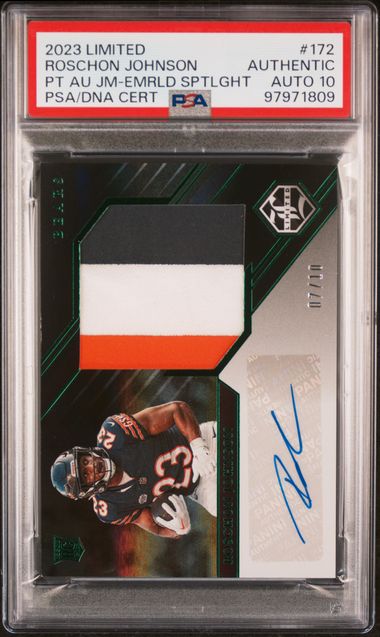 2023 Limited Roschon Johnson Emerald Spotlight #172 Authentic Auto PSA 10 - 97971809