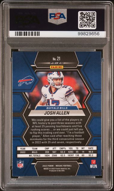 2023 Mosaic Josh Allen Red Sparkle Color Match PSA 9