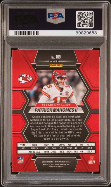 2023 Mosaic Patrick Mahomes ll Red Sparkle #109 PSA 9